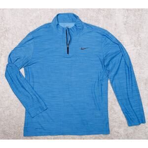 Nike Dri-Fit Blue Long Sleeve Quarter Zip Running Mock Neck Shirt Mens Size L